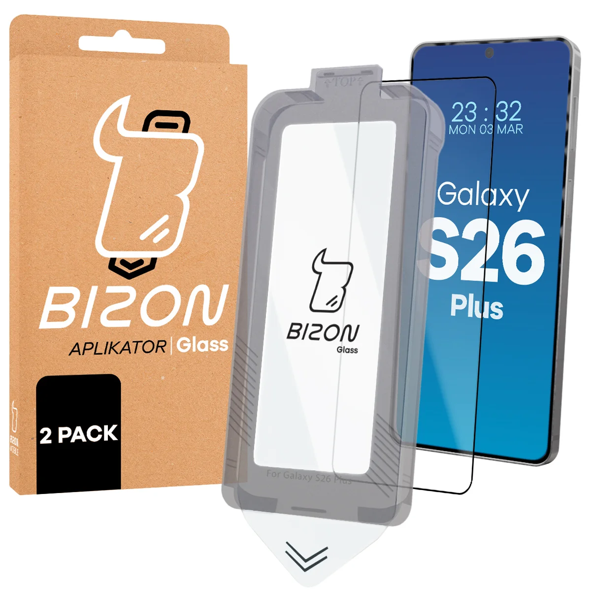 Szkło do łatwej aplikacji Bizon Glass Aplikator dla Samsung Galaxy S26 Plus